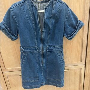 Free People Blue Denim Short Sleeve Dress